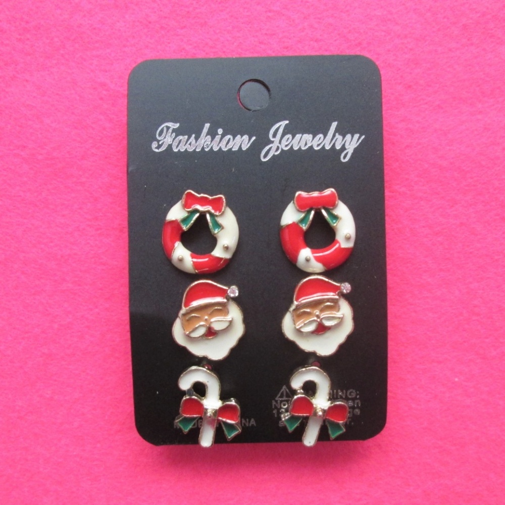 nwt ugly christmas earring santa candy xmas wreath